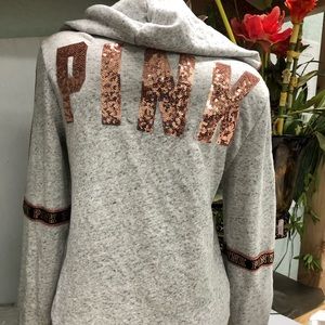 Victoria’s Secret Pink Bling Full Zip Hoodie Gray